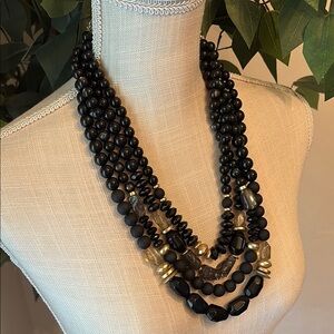 Chico's Multi Strand Amelia Simulated-Jet Beaded Necklace